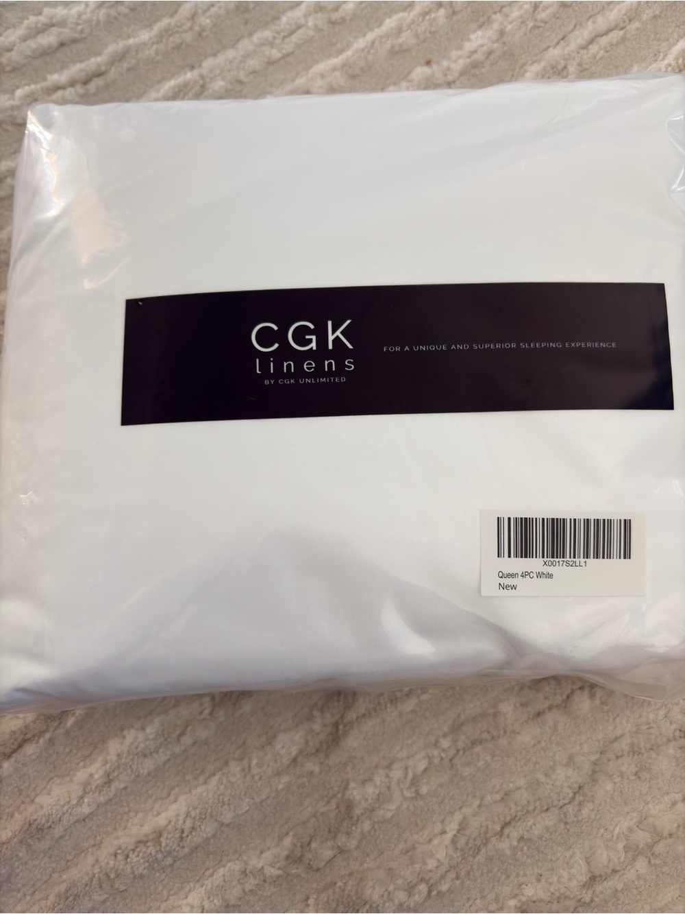 Brand New with Tags White CGK QUEEN SIZE SHEETS 4 PIECE